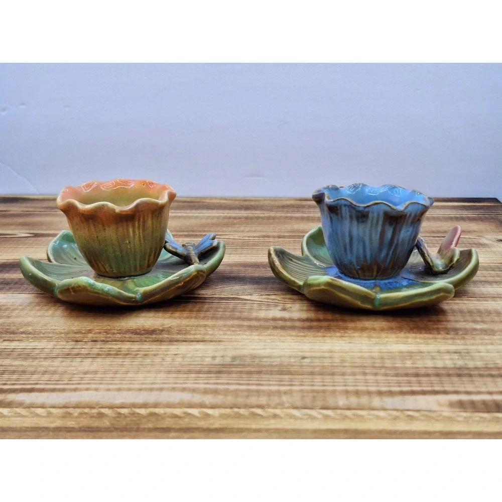 Porcline Lilly Pad Butterfly And Dragonfly Candle Holder Or Succulent‎ Planters.